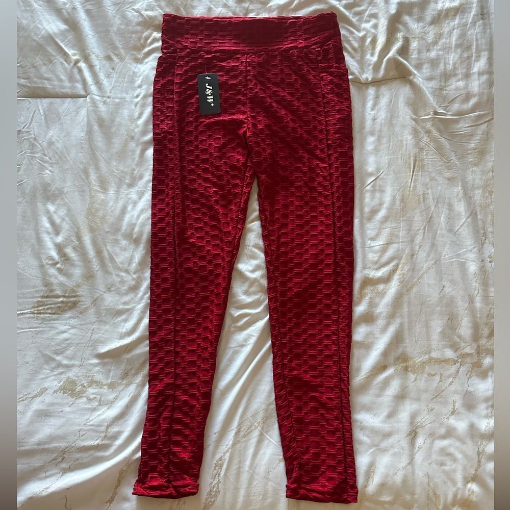 Bold Patterned Red Casual Women's Pants - Perfect for Workouts or Loungi…